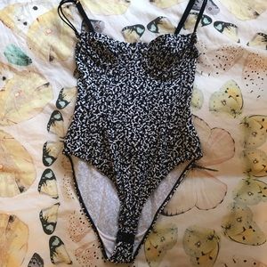 Black and white leotard American apparel small